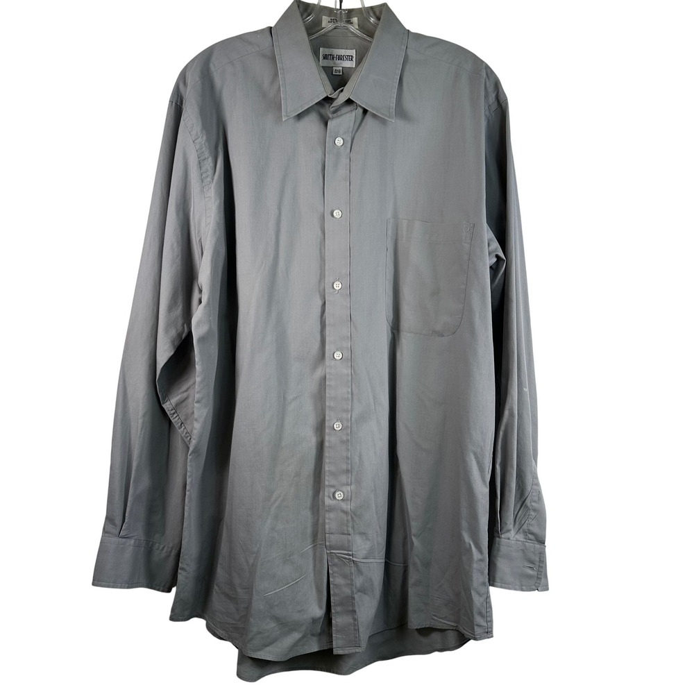 Smith-Forester Mens Gray Long Sleeve Button Down Dress Shirt 16.5 34/35